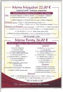 Carte et menu de Auberge d'Agadir à Voisins le Bretonneux — Le menu mogador et fonty