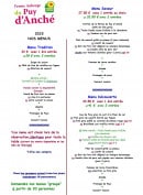 Menu La ferme-auberge - Les menus