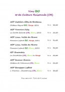 Menu Le Logis Saint Martin - Les vins bio et de culture raisonnée 