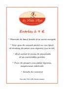 Menu Le Logis Saint Martin - Les entrées