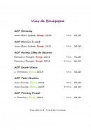 Menu Le Logis Saint Martin - Les vins de Bourgogne