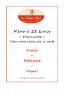 Menu Le Logis Saint Martin - Le menu à 28€