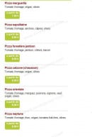 Menu Andiamo pizza - Les pizzas: marguerita,napolitaine,orientale...