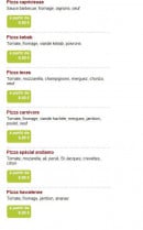 Menu Andiamo pizza - Les pizzas : capricieuse, kebab, carnivore...