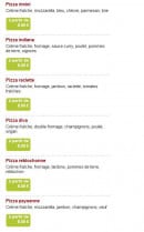 Menu Andiamo pizza - Les pizzas : indiana, raclette, diva...