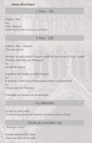 Menu La Dent Creuse - Les menus