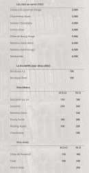 Menu La Dent Creuse - Les vins