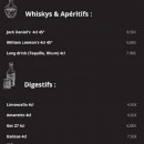 Menu moment'o - Les whiskys, apéritifs et digestifs