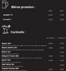 Menu moment'o - Les bières pression et cocktails