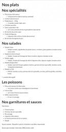 Menu L'usine Brasserie - Les plats, salades et poissons, ...