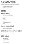 Menu L'usine Brasserie - Les softs, sodas et eaux, ...