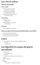 Menu L'usine Brasserie - Les vins, cidres et digestifs, ...