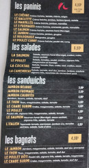 Menu Babybouff - Les paninis, salades, ...