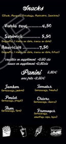 Menu Chez Joey - Les snacks, paninis