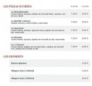 Menu Le Kiosque à Pizzas - Les pizzas sucrées et desserts