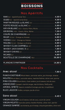 Carte et menu de SteakHouse à Villers Bretonneux — Les apéritifs et cocktails