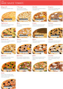 Menu Pizza King - Les pizzas base sauce tomates