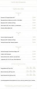 Carte et menu de Le Bistrot de la Baie à Le Crotoy — Boissons et vins