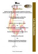Carte et menu de Le Coq Gaulois à Morvillers Saint Saturnin — menu coq