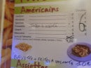 Menu Au Resto Frites - Les americains