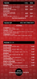 Menu Jack's Express - Pizzas et tacos