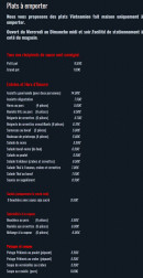 Carte et menu de La cuisine vietnamienne de Delphine à Lavaur — Entrées, hors d’oeuvre, sushis,...
