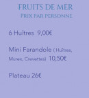 Menu Les Ganivelles - Fruits de mer