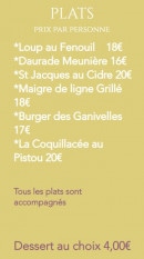 Menu Les Ganivelles - Les plats