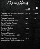 Menu O'Charmand - Les vins blancs