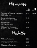 Menu O'Charmand - Les vins rosés et bulles