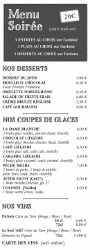 Menu Le grand chêne - les desserts, coupes de glaces et vins