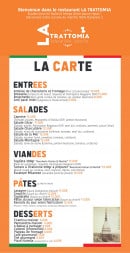 Menu La Trattomia - Les entrées, salades, viandes...