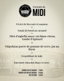 Carte et menu de Brasserie de la Halle à Beaumont de Lomagne — Le menu midi
