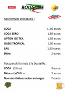 Menu Autentica pizza - Les boissons