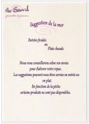 Carte et menu de Au Sourd à Toulon — Les suggestions de la mer