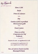 Carte et menu de Au Sourd à Toulon — Le menu à 28€