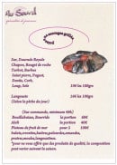 Carte et menu de Au Sourd à Toulon — Les poissons sauvages