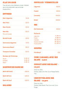 Menu Chi Haï - Les nouilles, entrées et riz,...