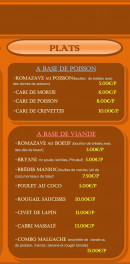Menu Le Sambossa - Plats