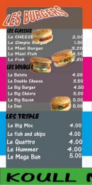 Menu Rif Street - Les burgers