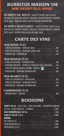 Menu Patatruck - Les carte des vins, boissons, ...