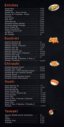 Menu Koï Oishï Sushi - Les entrées, sashimi et chirashi,...