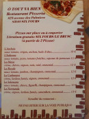 Carte et menu de Ô tout va bien à Six Fours les Plages — Les pizzas