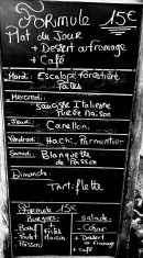 Carte et menu de Le Cercle de la jeune France à Rougiers — Un exemple de menu de la semaine