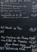 Carte et menu de La rose des vents à La Londe les Maures — Exemple de menu