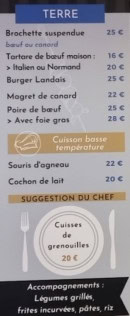 Carte et menu de Le Loup de Mer à La Londe les Maures — Terre, cuisson basse température et suggestion du chef