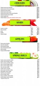 Menu Me & You Sushi - Les chirashis, sushis, gunkans,...