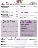 Menu Au Patio - Les entrées, salades, ...