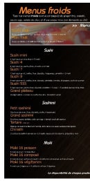 Menu Bento Sushi - les menus froids