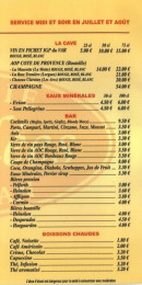 Menu Brasserie des Allées - Les vins et boissons